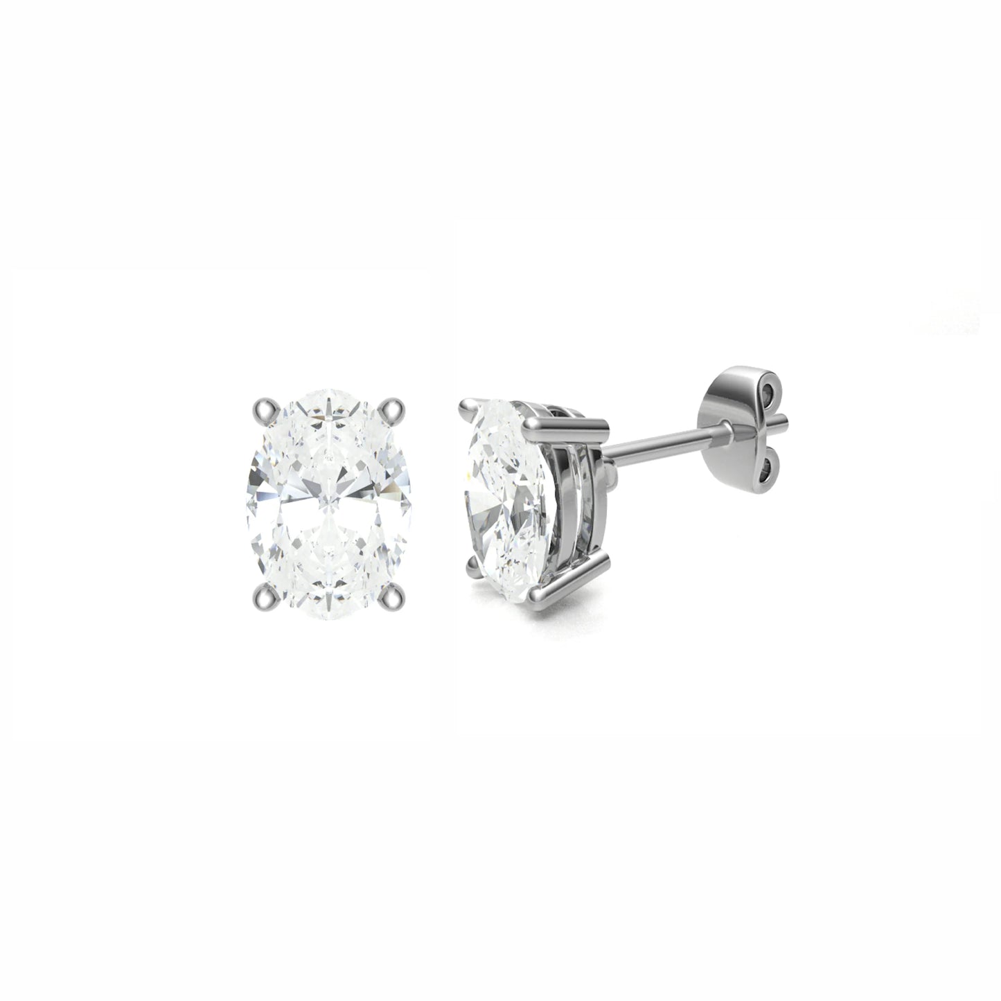 Oval Cut 4 Claw Diamond Studs