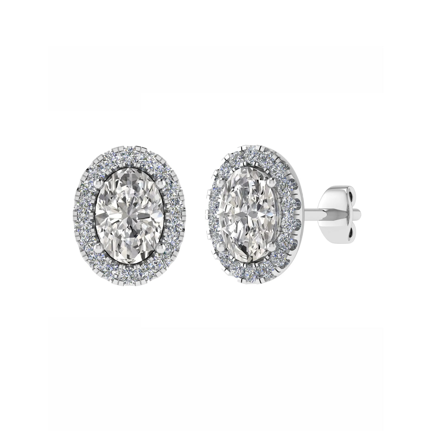 Oval Diamond Halo Studs