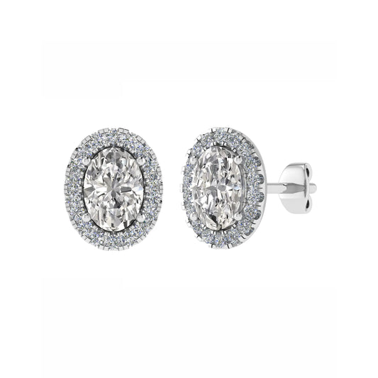 Oval Diamond Halo Studs