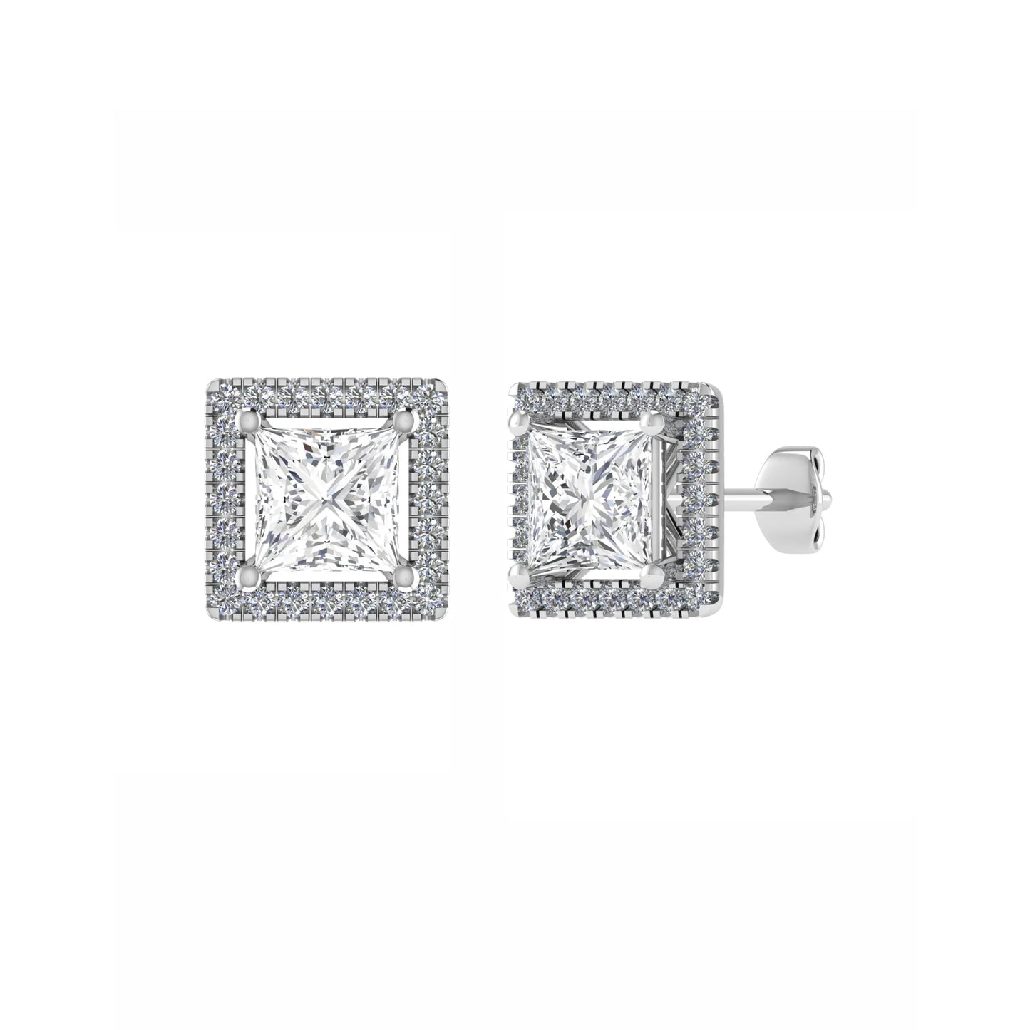 Princess Diamond Halo Studs