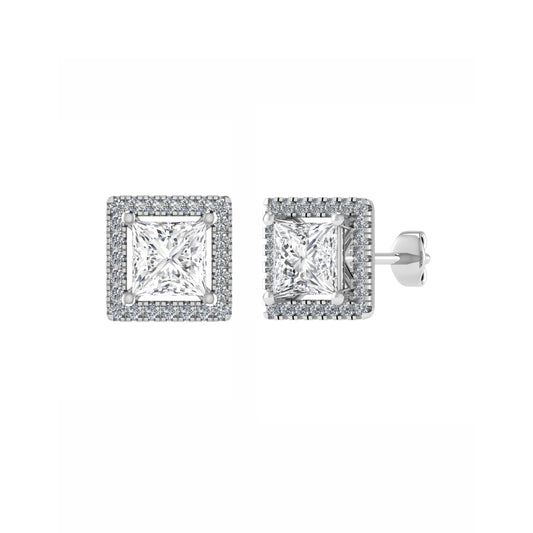 Princess Diamond Halo Studs