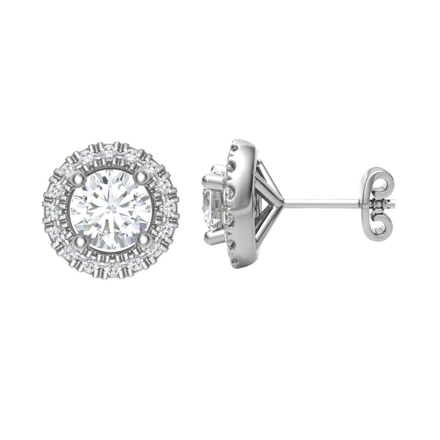 Round Diamond Halo Studs