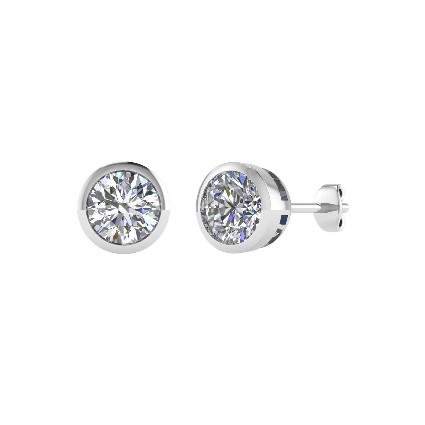 Round Rubover Diamond Studs