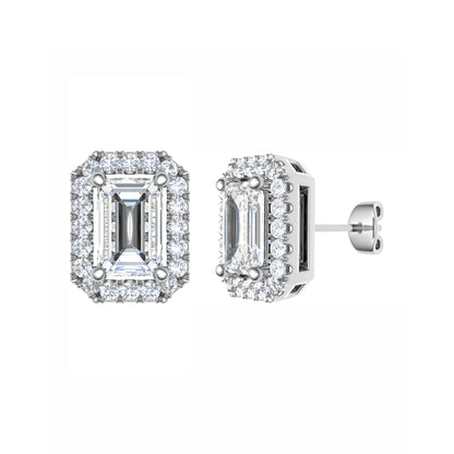 Emerald Diamond Halo Studs