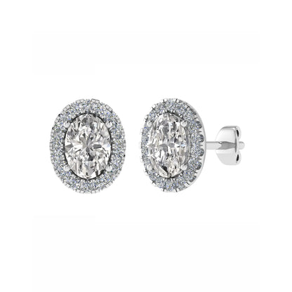 Oval Diamond Halo Studs