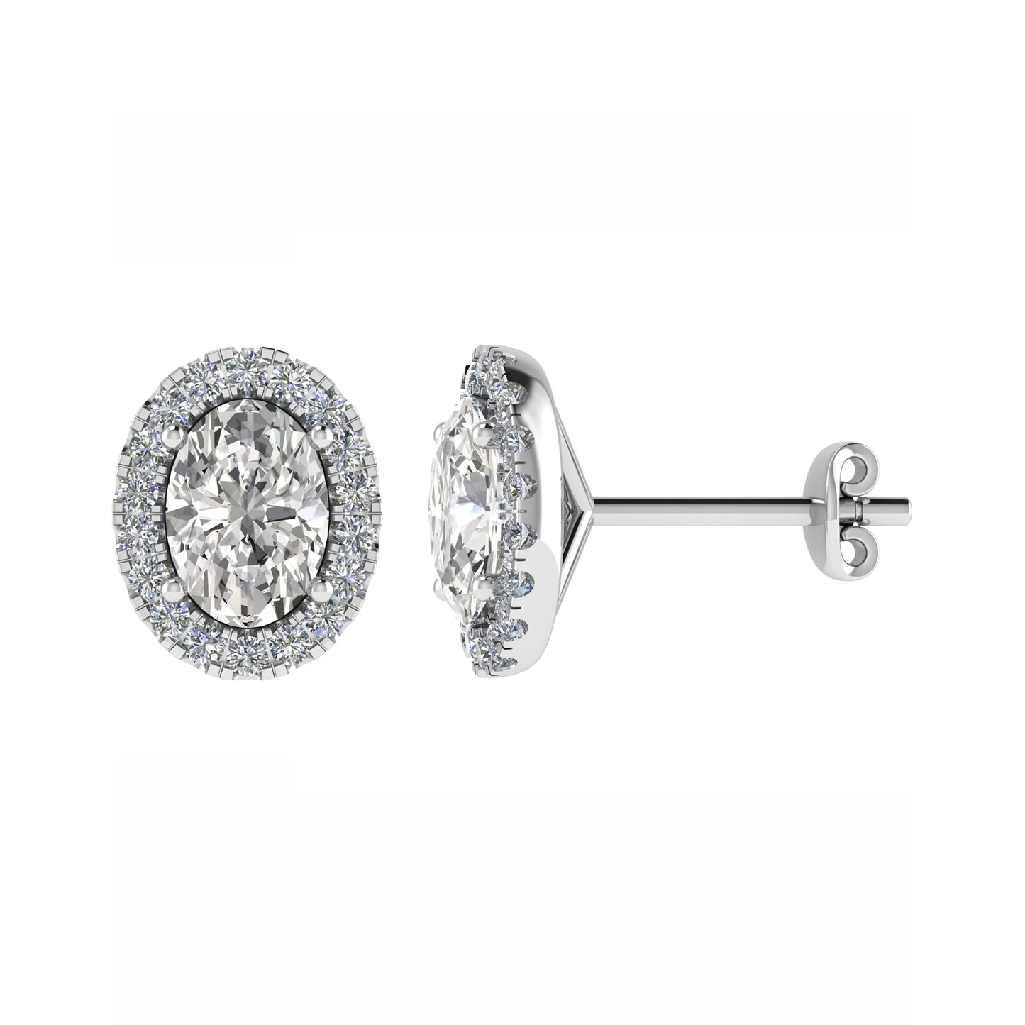 Oval Diamond Halo Studs