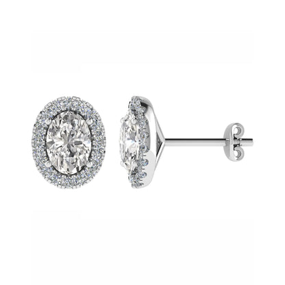 Oval Diamond Halo Studs