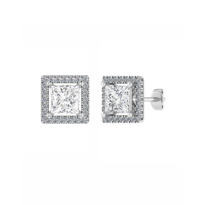 Princess Diamond Halo Studs