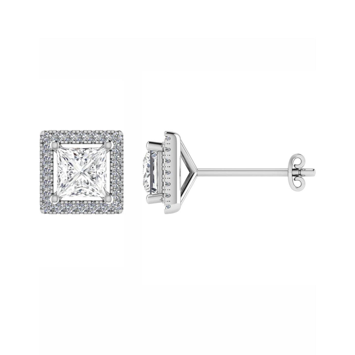 Princess Diamond Halo Studs