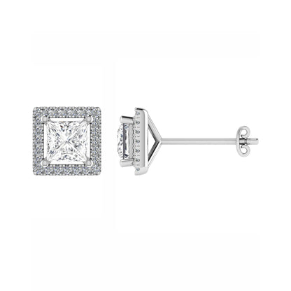 Princess Diamond Halo Studs