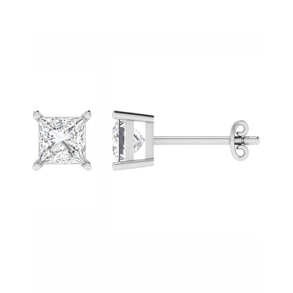 Princess Cut 4 Claw Diamond Studs