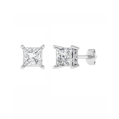 Princess Cut 4 Claw Diamond Studs