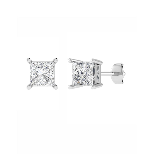 Princess Cut 4 Claw Diamond Studs