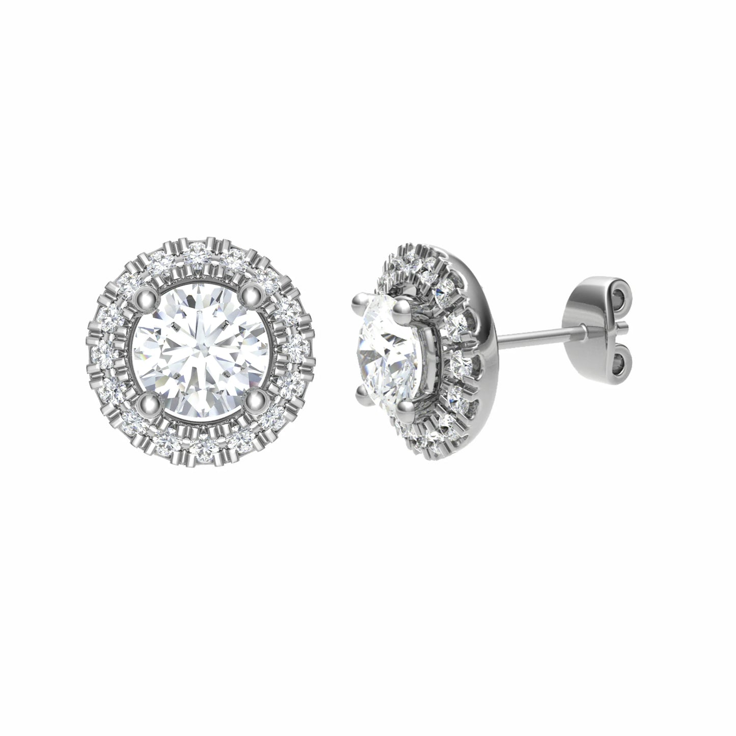 Round Diamond Halo Studs
