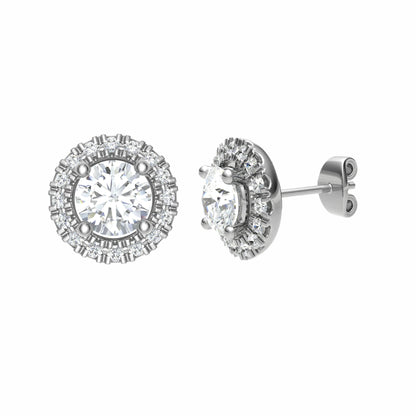 Round Diamond Halo Studs