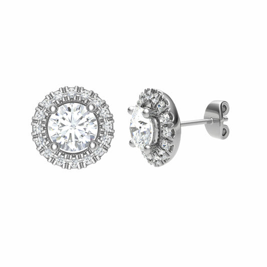 Round Diamond Halo Studs