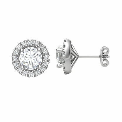 Round Diamond Halo Studs