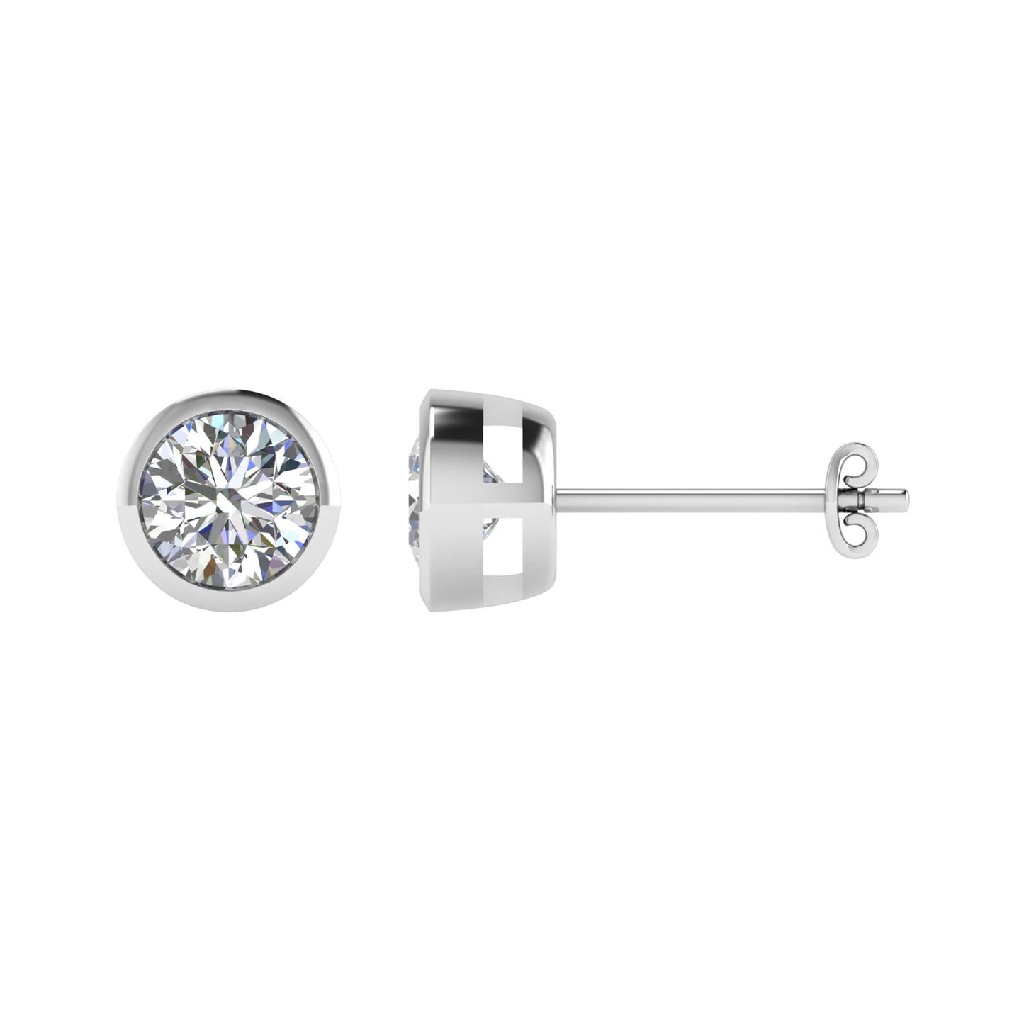 Round Rubover Diamond Studs