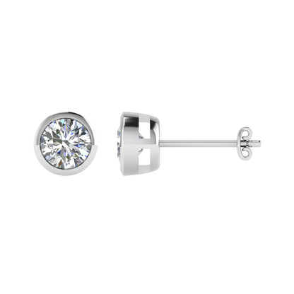 Round Rubover Diamond Studs